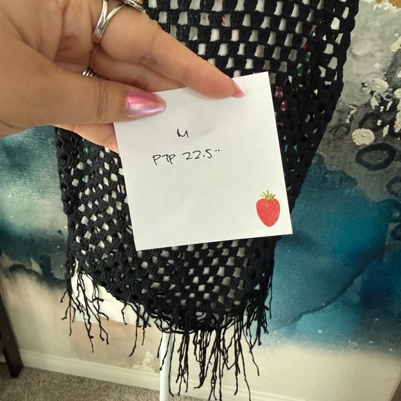 Umgee | Black Multicolor Crochet Fringe Sweater - Picture 6 of 8